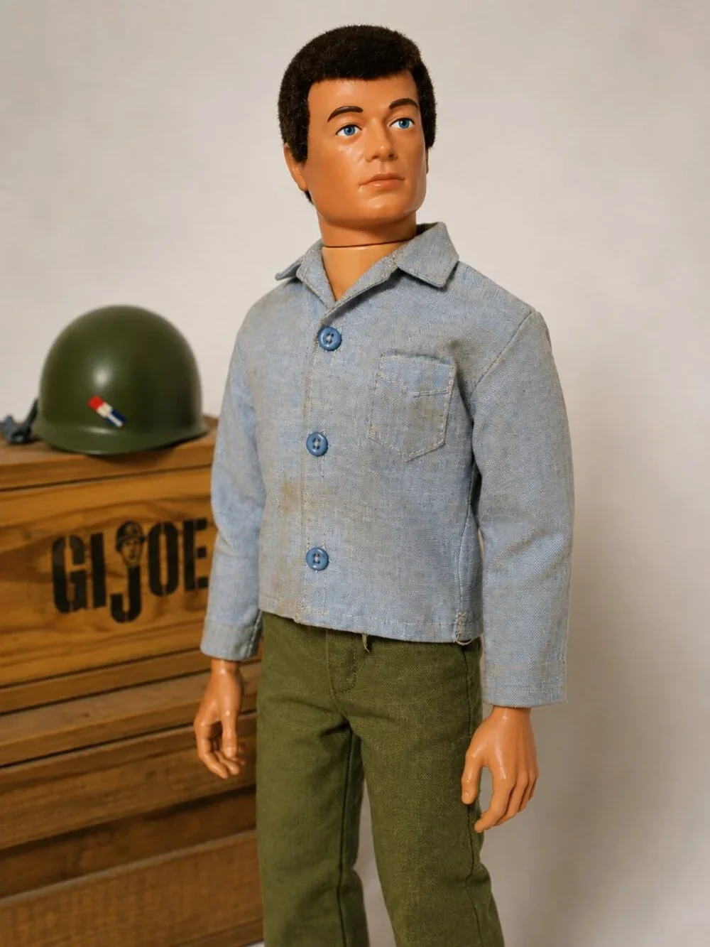 Vintage GI Joe Blue Denim Sailor Shirt Hasbro Hong Kong 12” Figure Clothing